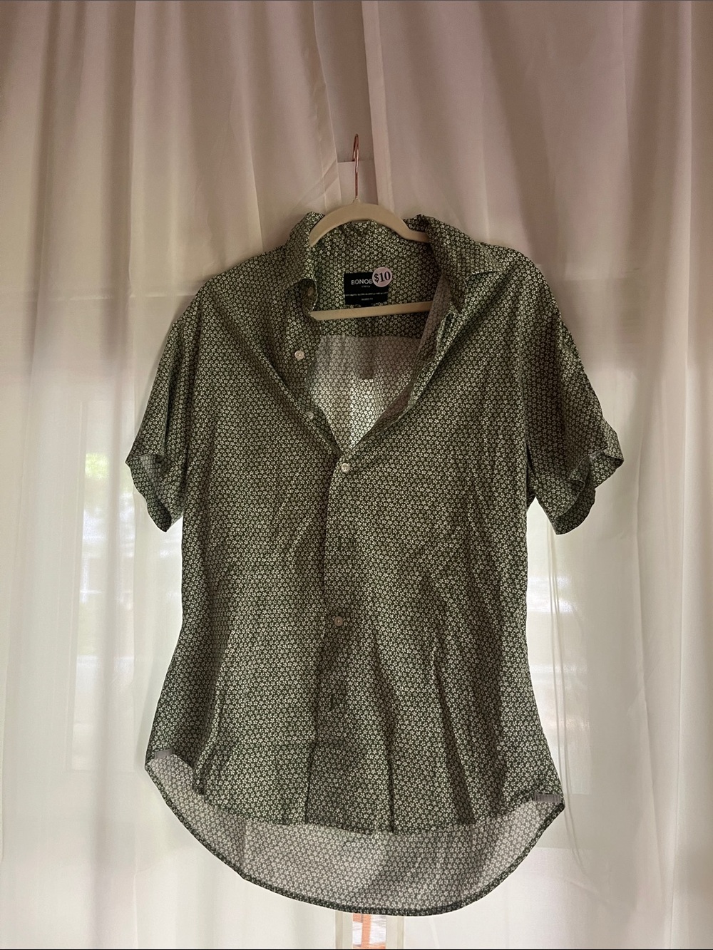Bonobos Olive Green Floral-Print Button Shirt